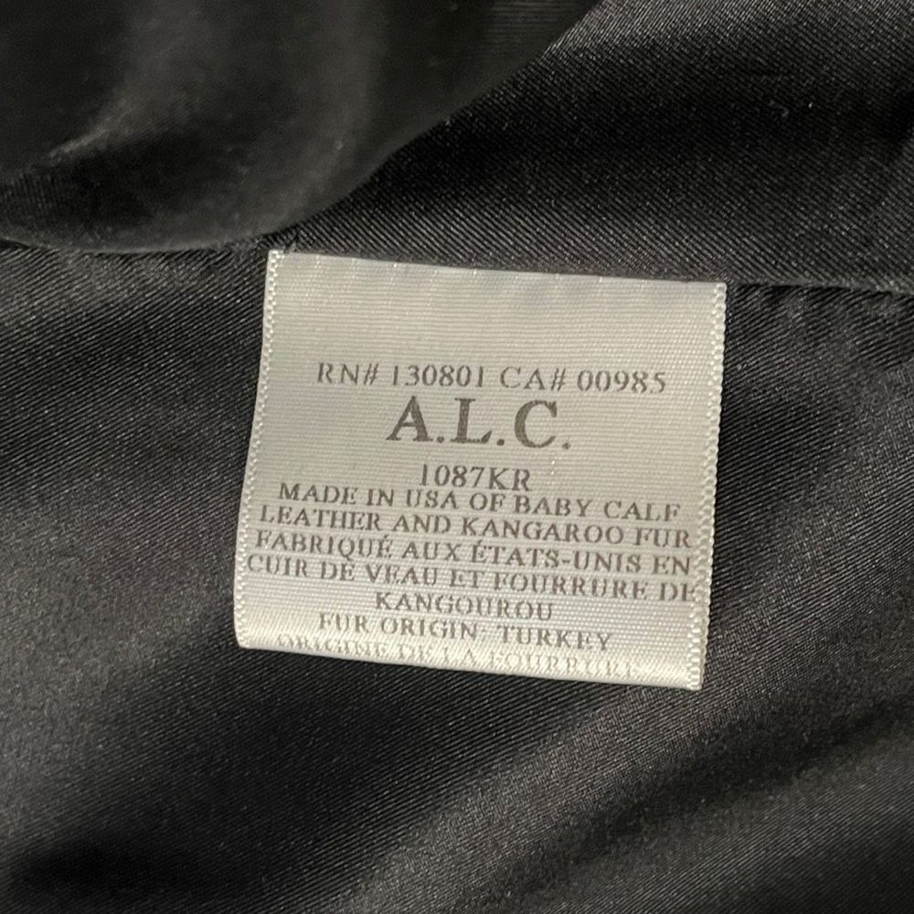 ALC Sadie Leather & Fur Jacket 0 Black Womens Moto Motorcycle Biker A.L.C. - Picture 4 of 9